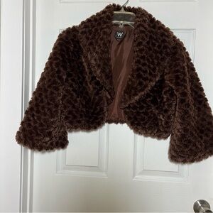 W Work to Weekend Luxurious Chocolate Brown Faux Fur Teddy Jacket